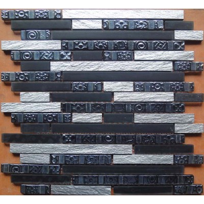 Black Random Glass Stone Mosaic KSL-16555