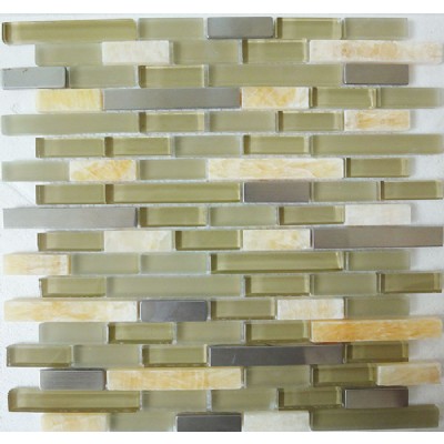 15x48 Glass Metal Mosaic Tile KSL-16566