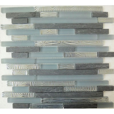 Slate Glass Interlocking Mosaic Tile KSL-16569