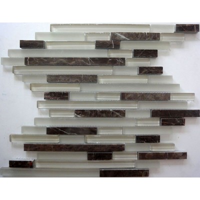 Strips Glass Emperador Mosaic Tile KSL-16575