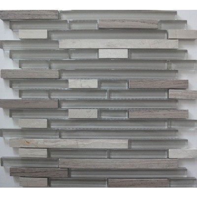 Wooden Gray Glass Mosaic Tile KSL-16578