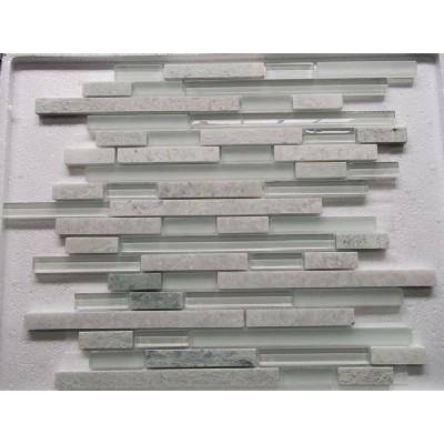 White Marble Glass Mosaic Tile KSL-16579