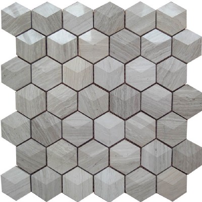 Diamond Hexagon Wooden White Mosaic KSL-16226