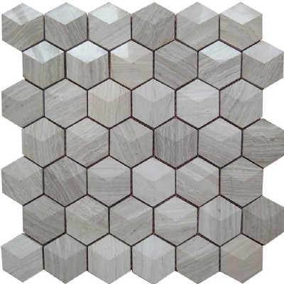 Diamante Hexágono de madera blanca del mosaico KSL-16226