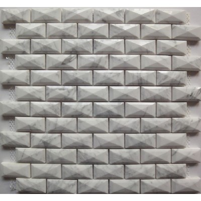 White Marble 3D Polished Mosaic KSL-16254