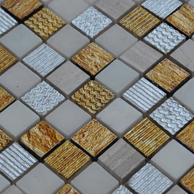 Oro de mármol del mosaico del azulejo KSL-151005