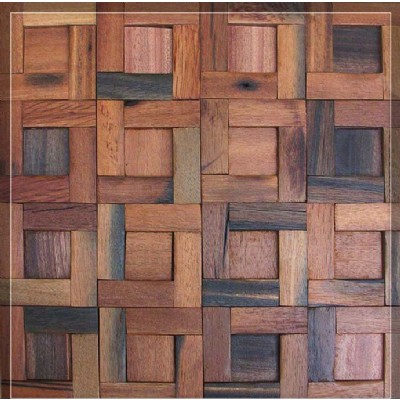 estilo de ventana de color rojizo mosaico de madera marrón KSL-MC9017