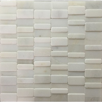 White Marble Split Face Bricks Mosaic KSL-16197