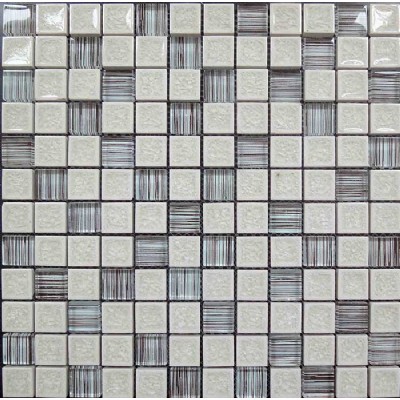 Pintura blanca de cerámica de cristal mosaico de la pared KSL-16088