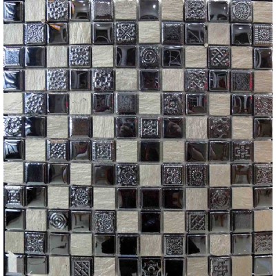 Black Glass Mix Ceramic Mosaic KSL-16106