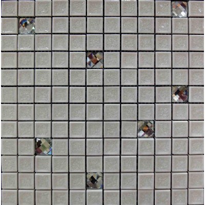 Diamond Glass White Porcelain Mosaic KSL-16113