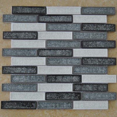 Negro Blanco ladrillo mosaico de cerámica KSL-151032