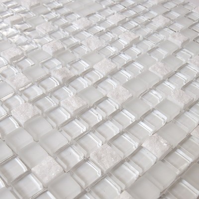 mármol blanco puro mosaico de vidrio de mezclaGM2101