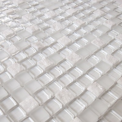 pure white marble mix glass mosaic GM2101