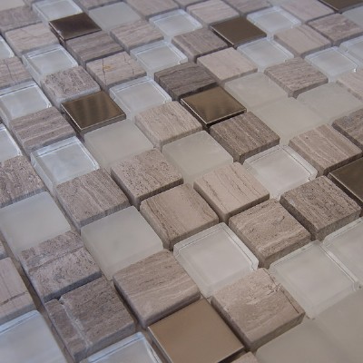 мрамор смешанные стеклянная плитка мозаики металлаGM8302