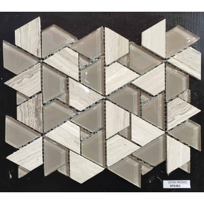 Irregular glass mix stone mosaic tile KSL-151149