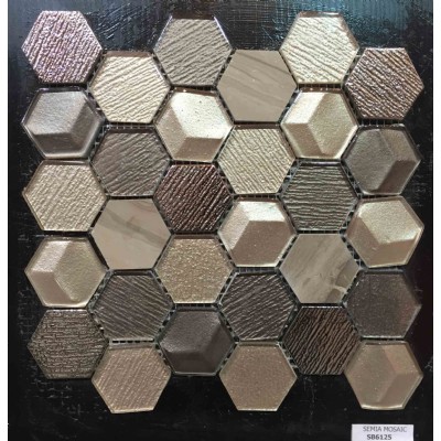 Плитка мозаика гексагональный кристалл KSL-151147
