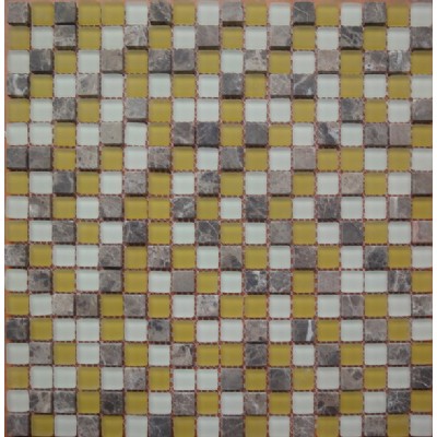 yellow marble mix glass mosaic KSL-16364