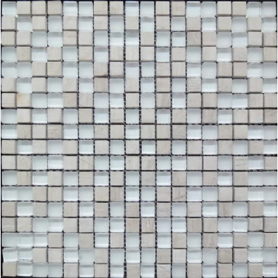 white glass mix marble mosaic KSL-16375