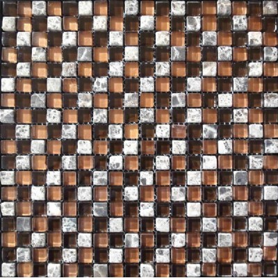 brown glass mix marble mosaic KSL-16377
