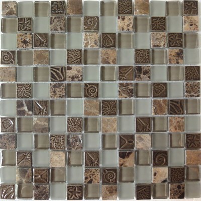 resin mix marble glass mosaic KSL-16415