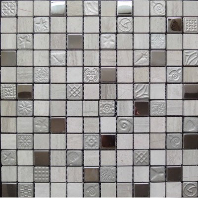 marble mixed metal mosaic tile KSL-16419