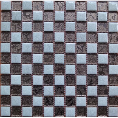 metal mixed glass marble mosaic KSL-16438