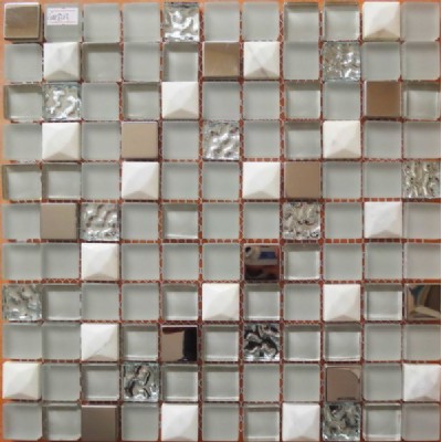 мрамор смешанные стеклянная плитка мозаики металлаKSL-16439
