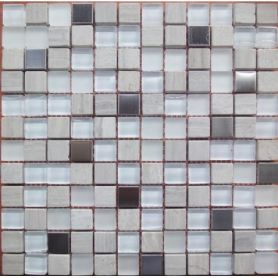 мрамор смешанные стеклянная плитка мозаики металлаKSL-16467