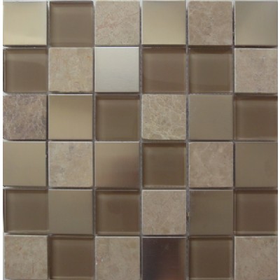 metal mixed glass marble mosaic KSL-16598