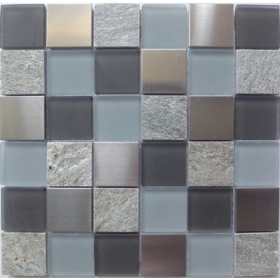 metal mixed glass marble mosaic KSL-16599
