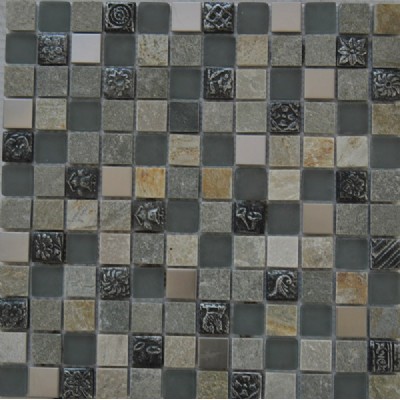 квадратная мраморная плитка смешанная мозаикаKSL-151125