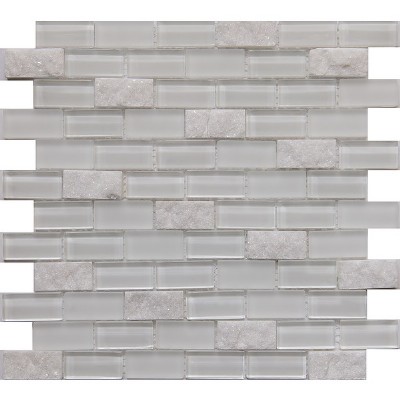 white strip glass mixed marble mosaic GM2102