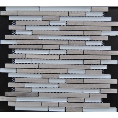 strip marble mix glass mosaic KSL-13605