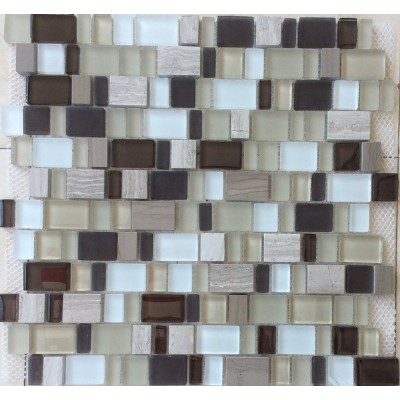 irregular glass mix marble mosaic KSL-13608