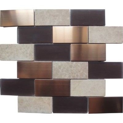 glass mixed stone metal mosaic KSL-16496