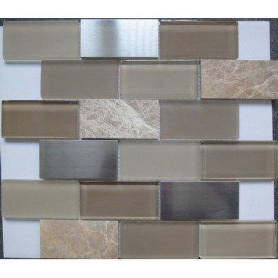metal mixed glass marble mosaic KSL-16498