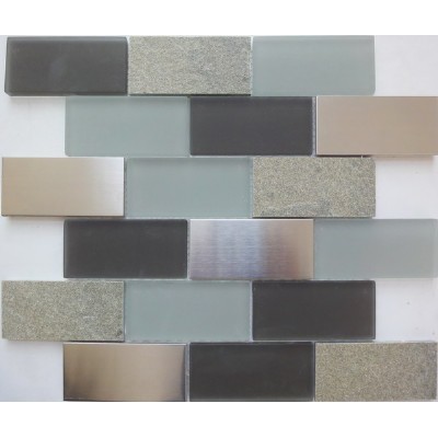 marble mixed glass metal mosaic tile KSL-16499