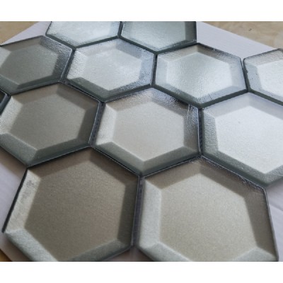 Beveled hexagon 3D Glass Mosaic KSL-G16903