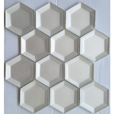 Beveled hexagon 3D Glass Mosaic KSL-G16904