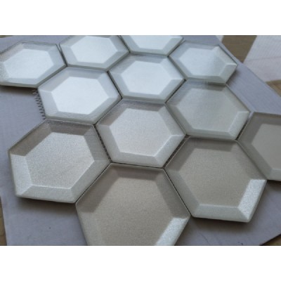 Biselado hexágono 3D mosaico de cristal KSL-G16904