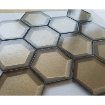 Beveled hexagon 3D Glass Mosaic KSL-G16905