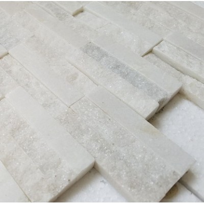 White Marble Split Face Bricks Mosaic KSL-161684