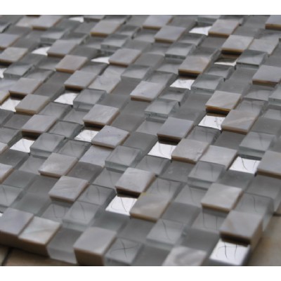 мрамор смешанные стеклянная плитка мозаики металлаGM16105