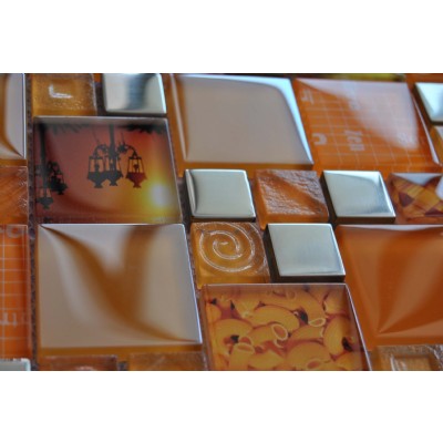 glass mixed metal mosaic tile GM17148