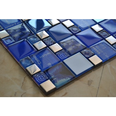 стеклянная плитка мозаика смешанный металлGM17146