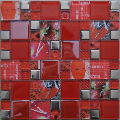 glass mixed metal mosaic tile GM17147