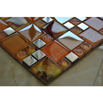 стеклянная плитка мозаика смешанный металлGM17148