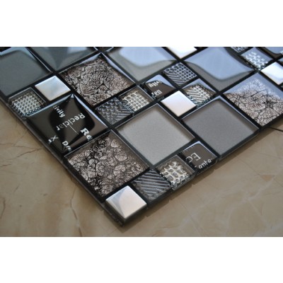 стеклянная плитка мозаика смешанный металлGM17149