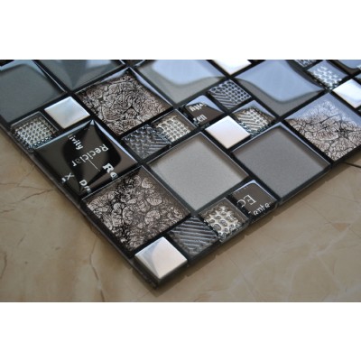 glass mixed metal mosaic tile GM17149